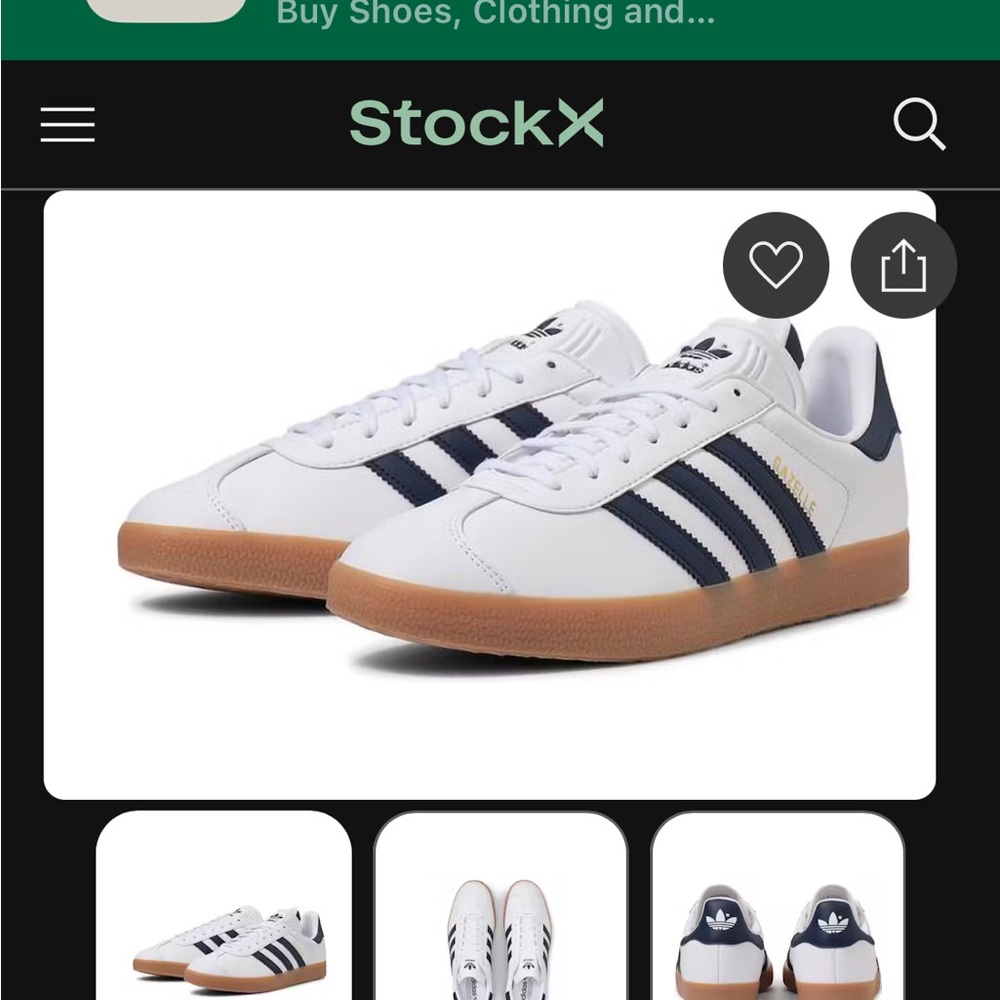 Adidas Gazelle White and Blue Sneakers